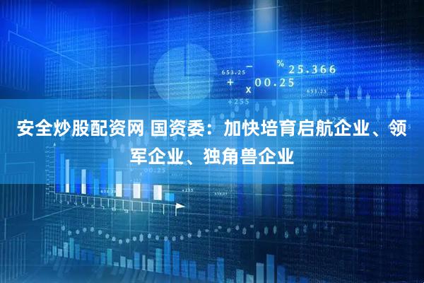 安全炒股配资网 国资委：加快培育启航企业、领军企业、独角兽企业